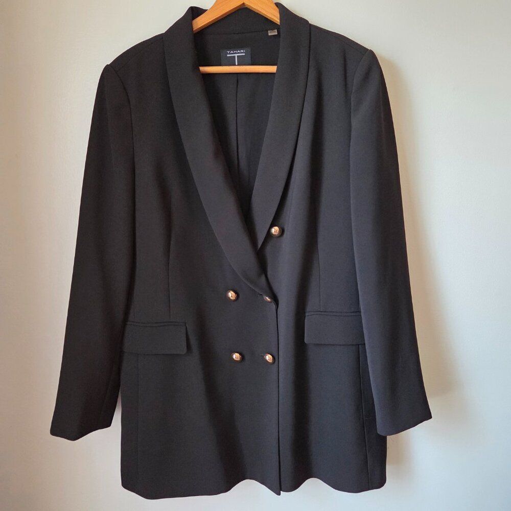 EUC LIKE NEW AMARA TAHARI BLACK LAPEL DOUBLE BREASTED BLAZER JACKET SZ 16 WM